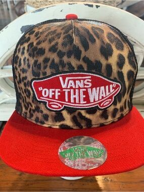 Vans Leopard Print and Red Snapback Hat. New.